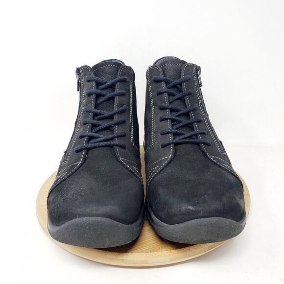 Wolky Ankle Boots Womens 41 Why Black Nubuck Leather Lace Up Zip Bootie Shoes - Picture 3 of 13